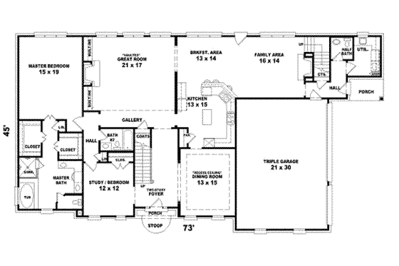 Floor Plan - Main Floor for Traditional House Plan #81-1286 - 4 bed, 4 bath