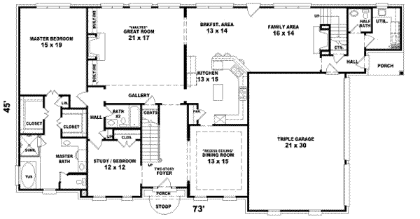 Traditional Floor Plan - Main Floor Plan #81-1286