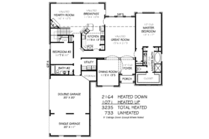 Floor Plan - Main Floor for Traditional House Plan #424-361 - 4 bed, 3.5 bath