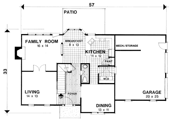 Architectural House Design - Farmhouse Floor Plan - Main Floor Plan #56-153