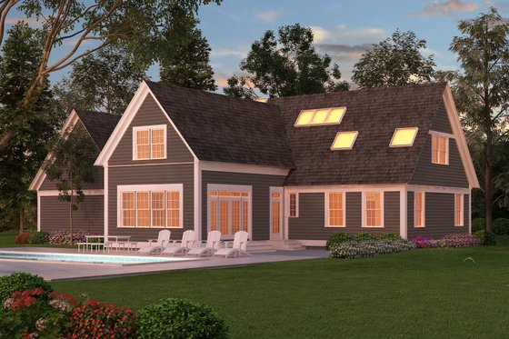 Exterior - Rear Elevation 2 for Colonial House Plan #903-3 - 3 bed, 3 bath