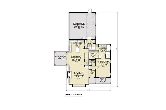 Floor Plan - Main Floor for Farmhouse House Plan #1070-108 - 3 bed, 2.5 bath