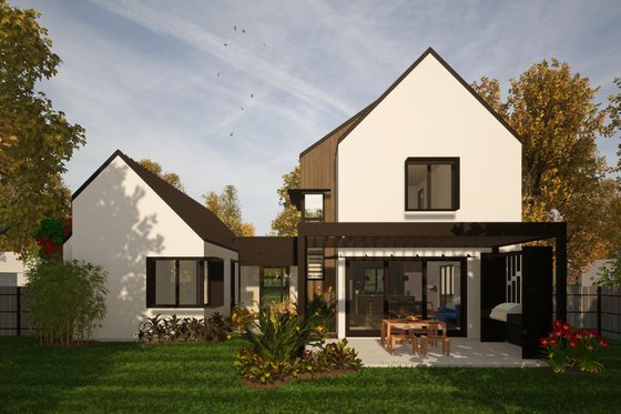 Exterior - Other Elevation 3 for Contemporary House Plan #80-223 - 3 bed, 3 bath