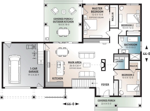 Architectural House Design - Ranch Floor Plan - Main Floor Plan #23-2649