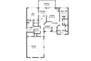 Floor Plan - Main Floor for Colonial House Plan #15-122 - 3 bed, 2 bath