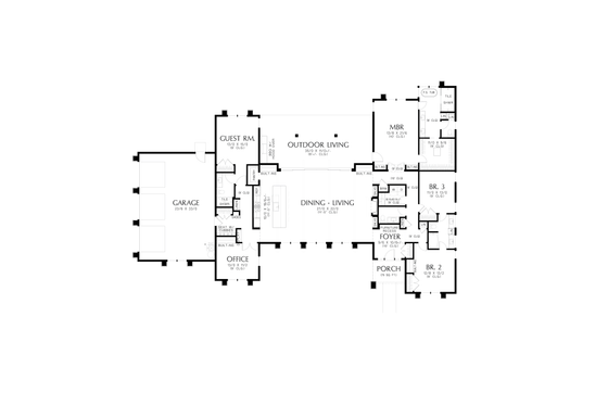Floor Plan - Main Floor for Prairie House Plan #48-1069 - 4 bed, 3.5 bath