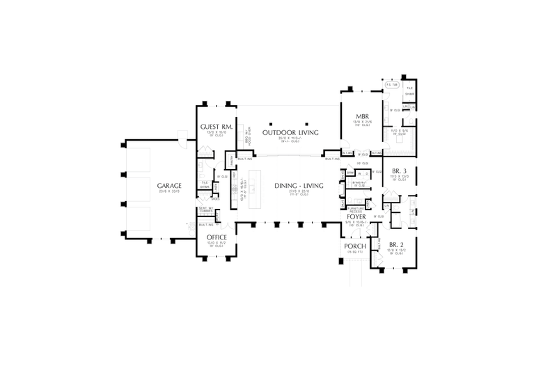 Architectural House Design - Floor Plan - Main Floor for Prairie House Plan #48-1069 - 4 bed, 3.5 bath