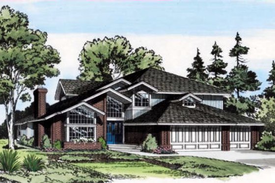 Exterior - Front Elevation House Plan #312-508 - 4 bed, 3 bath