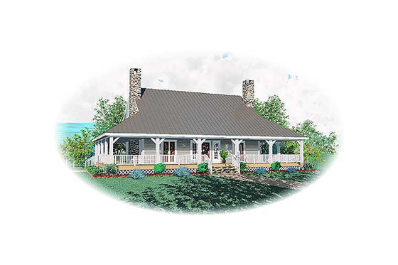 Exterior - Front Elevation for Country House Plan #81-732 - 3 bed, 2.5 bath