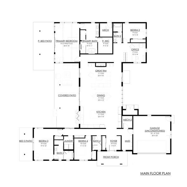 Contemporary Floor Plan - Main Floor Plan #1042-25