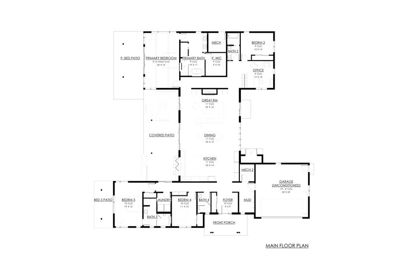 House Blueprint - Floor Plan - Main Floor for Contemporary House Plan #1042-25 - 4 bed, 4 bath