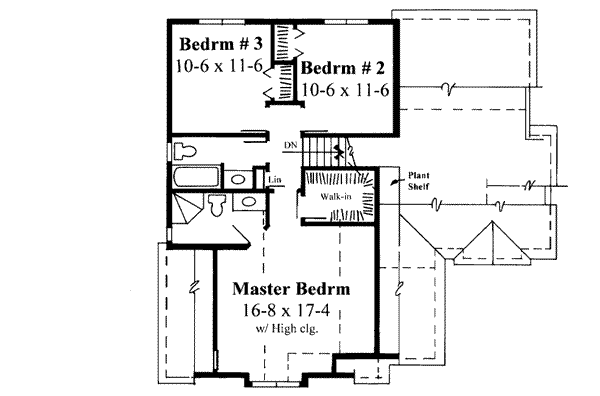 Traditional Floor Plan - Upper Floor Plan #75-162