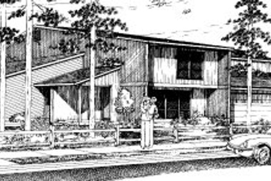 Exterior - Front Elevation for Modern House Plan #303-136 - 3 bed, 1.5 bath