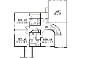 Floor Plan - Upper Floor for Traditional House Plan #67-450 - 4 bed, 5 bath