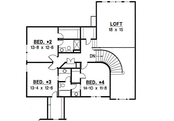 Traditional Floor Plan - Upper Floor Plan #67-450