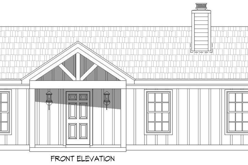Architectural House Design - Exterior - Front Elevation 3 for Ranch House Plan #932-1070 - 3 bed, 2 bath