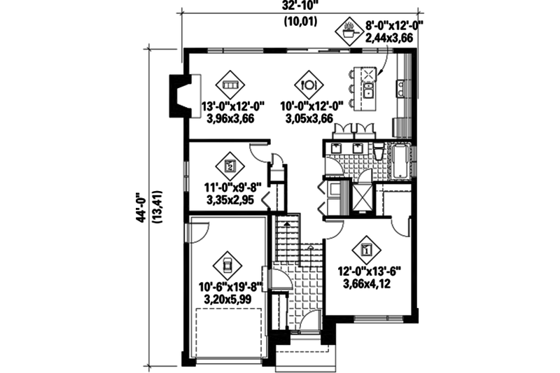 Dream House Plan - Floor Plan - Main Floor for Contemporary House Plan #25-4284 - 2 bed, 1 bath