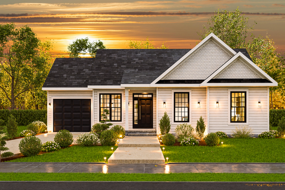 Exterior - Front Elevation 6 for Traditional House Plan #54-617 - 3 bed, 2 bath