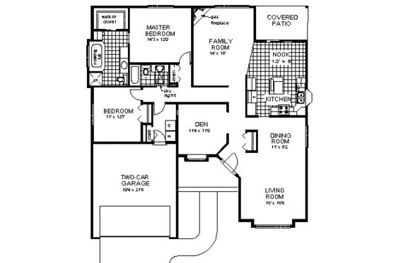 Floor Plan - Main Floor for Ranch House Plan #18-109 - 3 bed, 2 bath