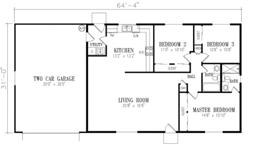 Adobe / Southwestern Style House Plan - 3 Beds 2 Baths 1364 Sq/Ft Plan ...