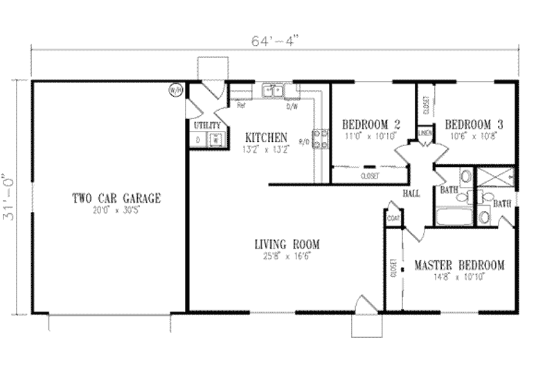 Dream House Plan - Floor Plan - Main Floor for Adobe / Southwestern House Plan #1-244 - 3 bed, 2 bath