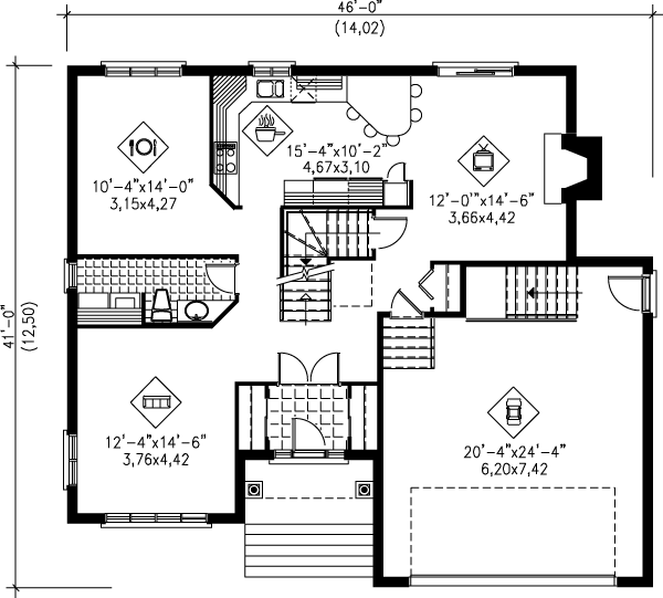 Dream House Plan - Contemporary Floor Plan - Main Floor Plan #25-2049