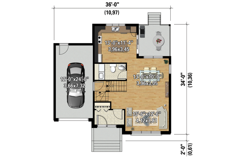 House Plan Design - Floor Plan - Main Floor 1 for Contemporary House Plan #25-4719 - 3 bed, 1 bath