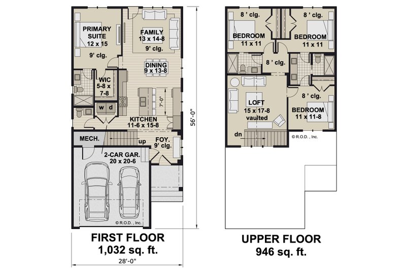 House Design - Floor Plan - Main Floor for Farmhouse House Plan #51-1321 - 4 bed, 3.5 bath