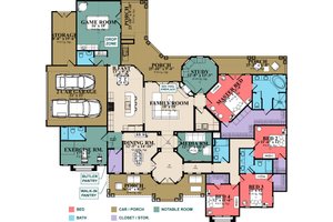 Floor Plan - Main Floor for Mediterranean House Plan #63-428 - 4 bed, 4.5 bath