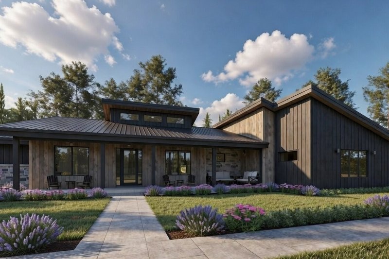 Home Plan - Exterior - Front Elevation 2 for Modern House Plan #1069-45 - 3 bed, 2.5 bath