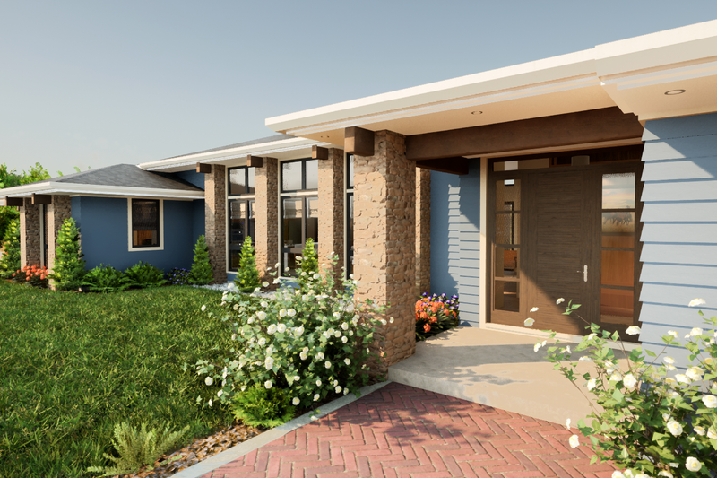Architectural House Design - Exterior - Front Elevation 1 for Prairie House Plan #48-1069 - 4 bed, 3.5 bath