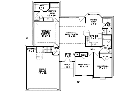 Floor Plan - Main Floor for Traditional House Plan #81-707 - 3 bed, 2 bath