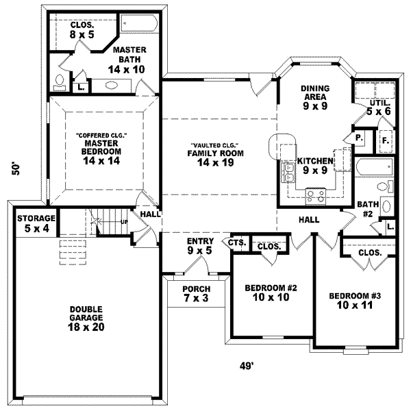 Floor Plan - Main Floor for Traditional House Plan #81-707 - 3 bed, 2 bath