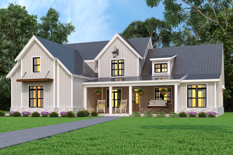 House Blueprint - Farmhouse Exterior - Front Elevation Plan #119-436