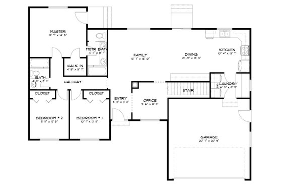Floor Plan - Main Floor for Ranch House Plan #1060-260 - 3 bed, 2 bath