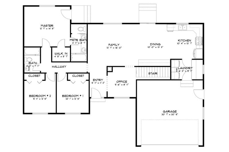 House Design - Floor Plan - Main Floor for Ranch House Plan #1060-260 - 3 bed, 2 bath