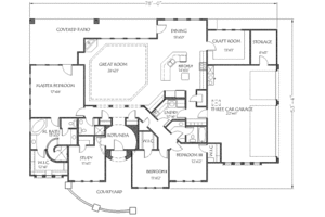 Floor Plan - Main Floor for Adobe / Southwestern House Plan #24-264 - 4 bed, 3 bath