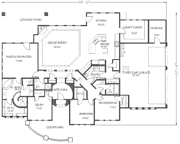 Adobe / Southwestern Floor Plan - Main Floor Plan #24-264