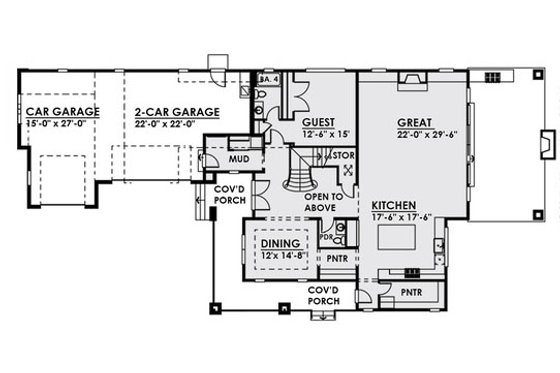 Floor Plan - Main Floor for Traditional House Plan #1066-19 - 5 bed, 4.5 bath