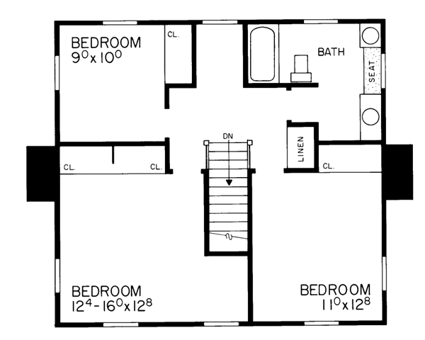 Architectural House Design - Colonial Floor Plan - Upper Floor Plan #72-206