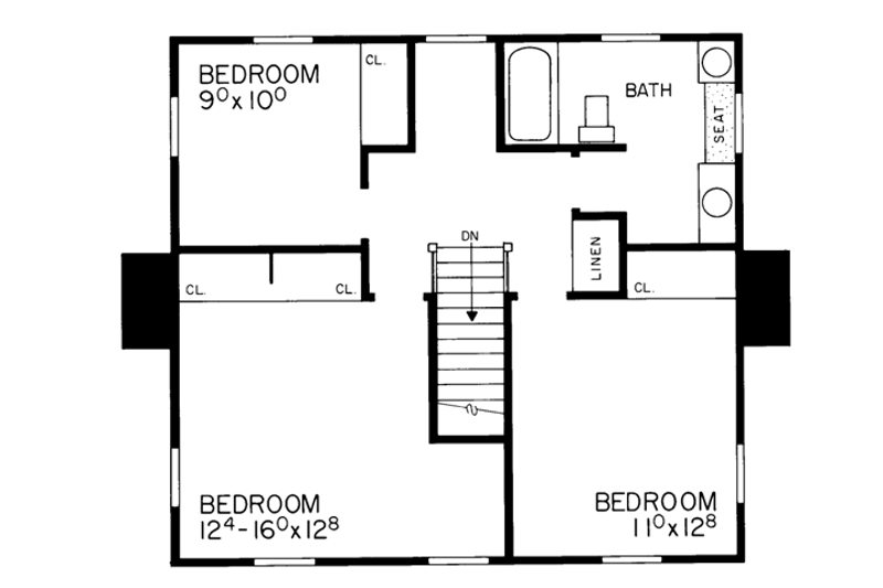 Home Plan - Floor Plan - Upper Floor for Colonial House Plan #72-206 - 4 bed, 2.5 bath
