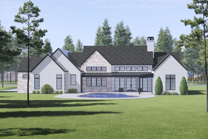 House Design - Exterior - Rear Elevation 2 for Modern House Plan #1096-28 - 4 bed, 4.5 bath