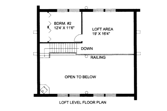 Floor Plan - Upper Floor for Log House Plan #117-585 - 2 bed, 1 bath