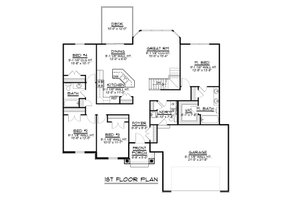 Floor Plan - Main Floor for Ranch House Plan #1064-42 - 4 bed, 2.5 bath