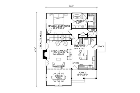 Floor Plan - Main Floor for Cottage House Plan #137-272 - 3 bed, 2.5 bath