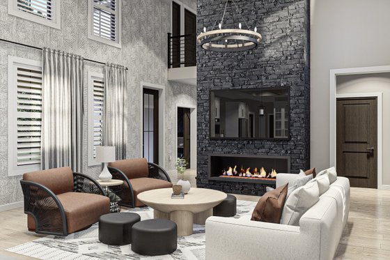 Interior - Family Room 1 for Farmhouse House Plan #455-305 - 5 bed, 3.5 bath