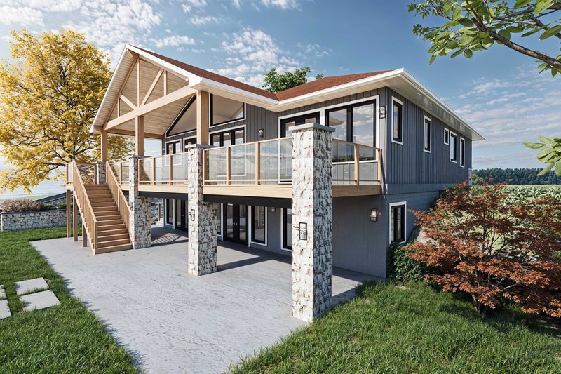 House Design - Exterior - Other Elevation 1 for Beach House Plan #1101-21 - 3 bed, 2 bath