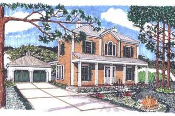 Exterior - Front Elevation for Colonial House Plan #76-108 - 3 bed, 2 bath