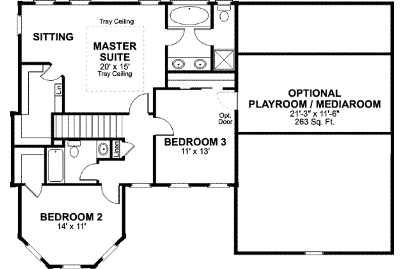 Home Plan - Floor Plan - Upper Floor for Southern House Plan #56-235 - 4 bed, 3 bath