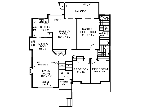 European Style House Plan - 3 Beds 2 Baths 1367 Sq/Ft Plan #18-303 ...